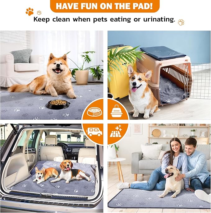 LOOBANI Washable Pee Pads for Dogs, Reusable Pee Pads for Dog Mat Puppy Pads Training Pads Non Slip Whelping Pad for Dog Playpen, Crate, Car, Grey 2 Pack 48 x 48 in
