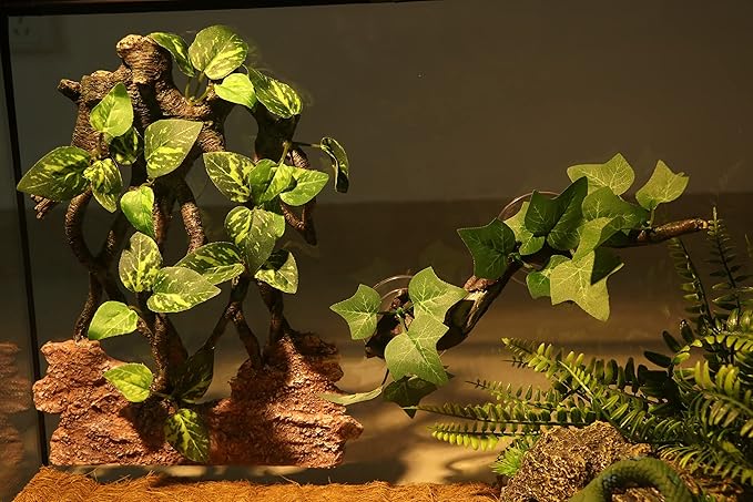 AQUA KT Reptile Climb Tree Branch Rock Background Decoration with Suction Cup for Terrarium Amphibian Lizard Snake