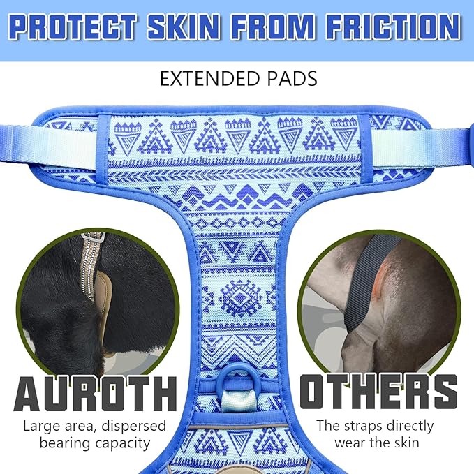 AUROTH Tactical Dog Harness for Large Dogs No Pull Adjustable Pet Harness Reflective K15 Working Training Easy Control Pet Vest Military Service Dog Harnesses