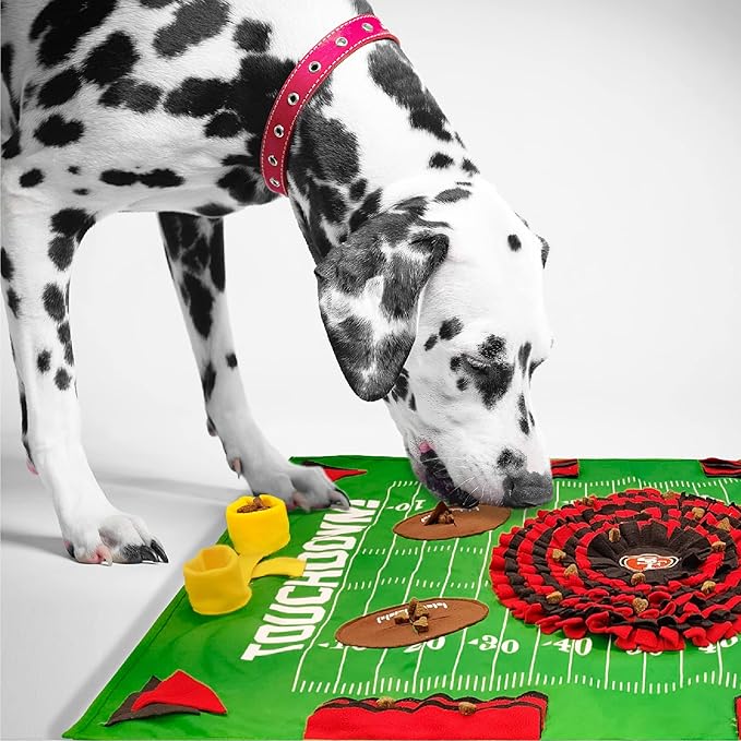 NFL San Francisco 49ers Dog Snuffle Mat – Interactive Pet Slow Feeder, Football Field Design Food Puzzle Toy for Dogs & Cats, Foraging Activity Mat for Smarter Feeding