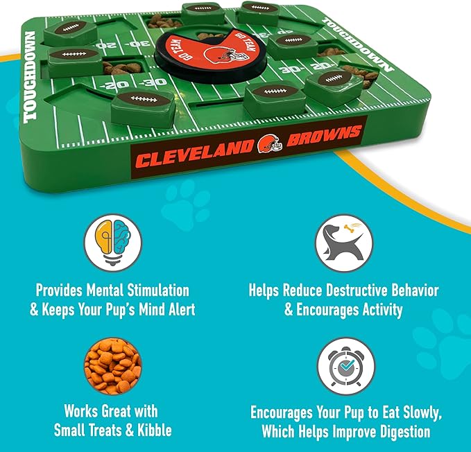 Pets First NFL Cleveland Browns Large Puzzle Toy, New Size, Interactive Dog Treat & Slow Feeding Toy