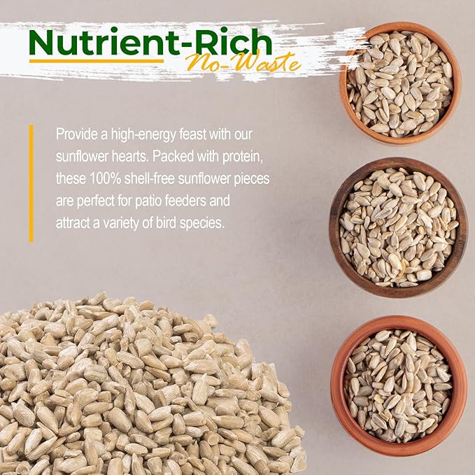 Wildlife Sunflower Hearts & Chips for Bird Feeding and Wildlife Bird attracting, Non-GMO and USA Grown, 50 lbs