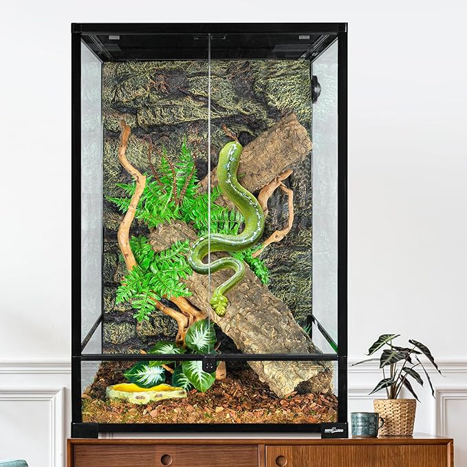 REPTIZOO 90 Gallon Reptile Terrarium 24" x 24" x 36" Large Glass Reptile Tank, Tall Terrarium with Front Opening Door and Top Screen Ventilation Easy Assembly Habitat Tank