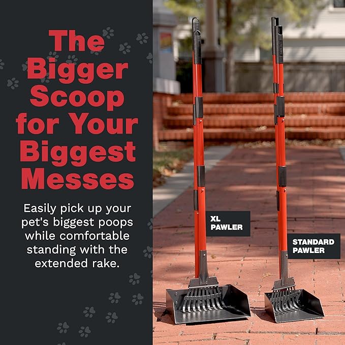 Pooper Scooper for Large Dogs, Small Dogs and Horses, Metal Poop Scooper Set with Long Handle Rake and Tray for Yard, Grass, Dirt or Gravel, Heavy Duty Aluminum Poop Picker Upper