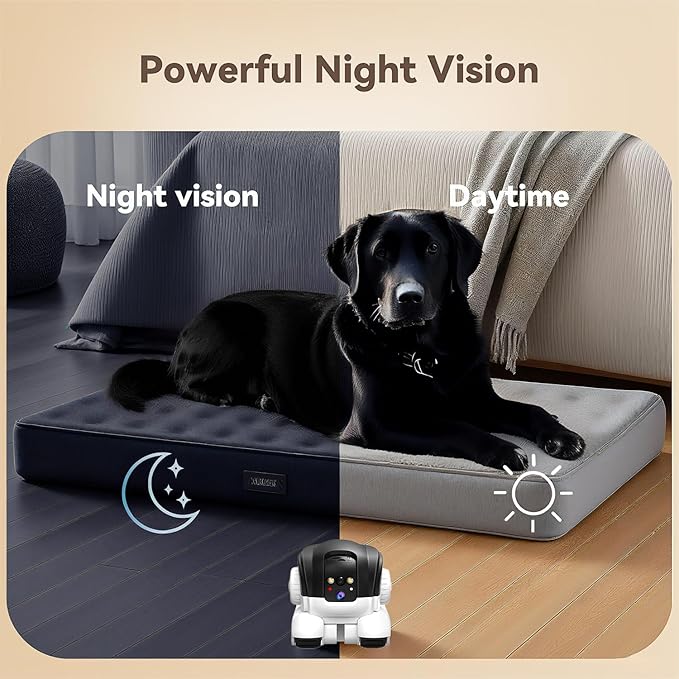 AEZ Robot Camera on Wheels 1080P Dual Lens,Security Indoor Camera with 2-Way Talk,Blinky Bot with Night Vision, Distance Bot 5200mAh Battery & App Control for Cats/Dogs/Baby/Elderly (SD/Cloud Storage)
