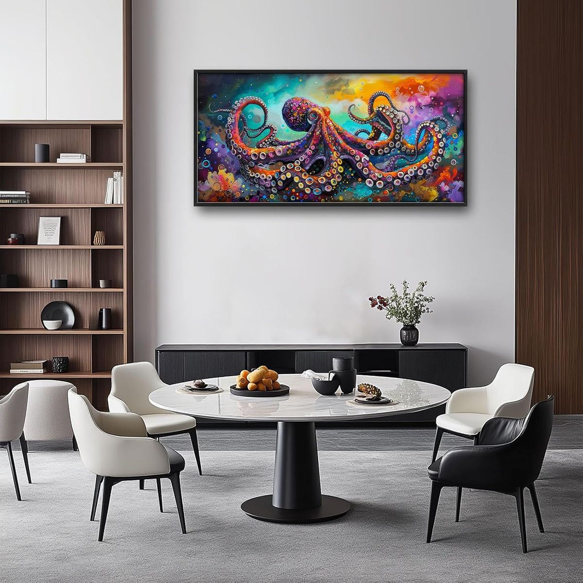 Quorin Octopus Large Wall Art Abstract Colorful Octopus Pictures Sea Ocean Animal Wall Decor Canvas Print Painting Artwork for Bathroom Living Room Bedroom 60L x 30W