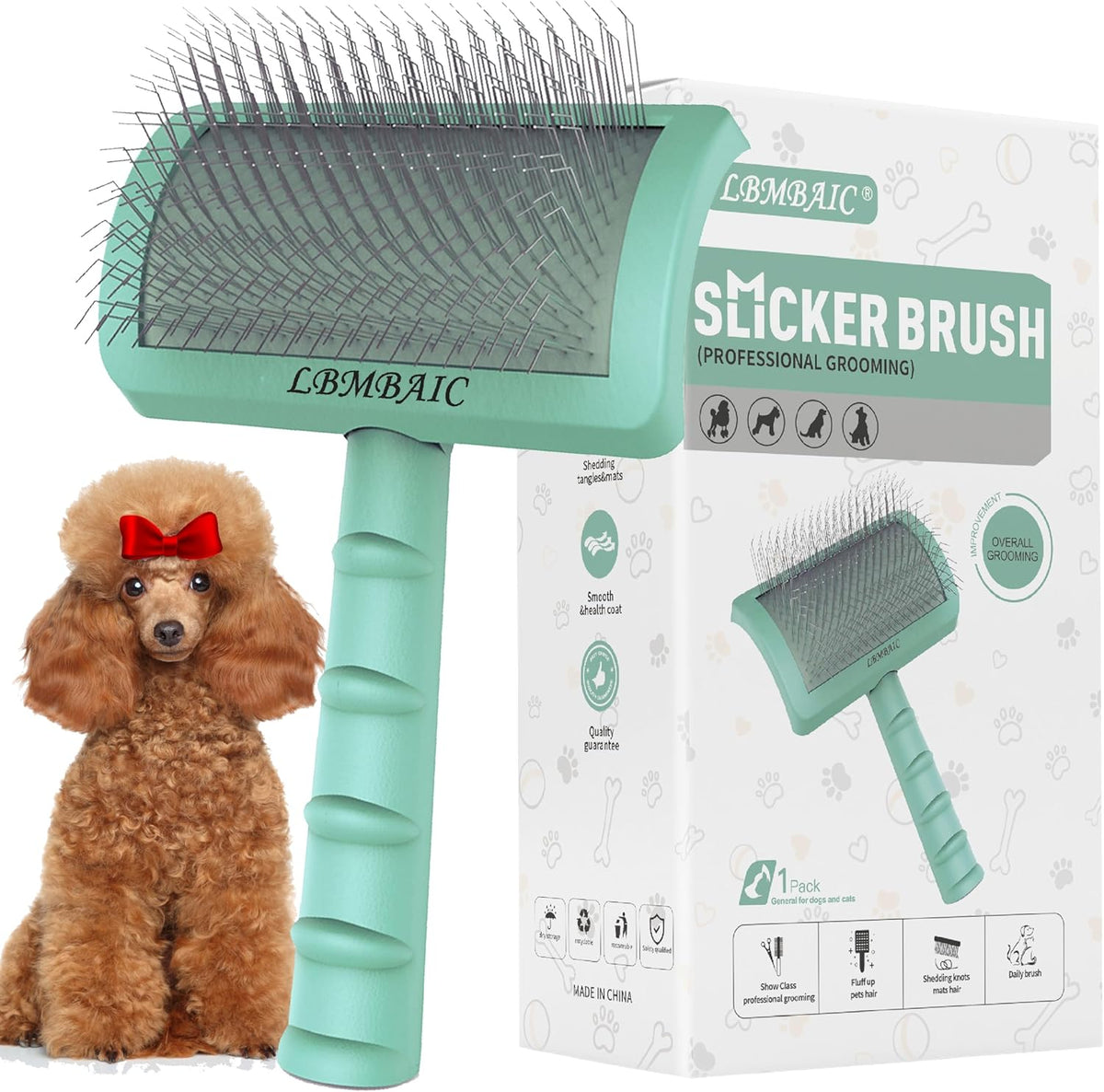 Super Dense Soft Brush for Thick and Long Fur - Doodle Grooming Brush for Fluff, Shedding, Tangles on Goldendoodles - 25mm (1")