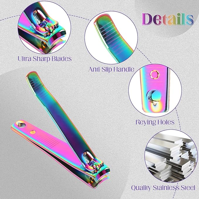 Rocutus 2pcs/Set Portable Nail Scissors Adult Pedicure Nail Clippers Household Small Scissors Foot Manicure Scissors Manicure Tools (Bight Colorful)