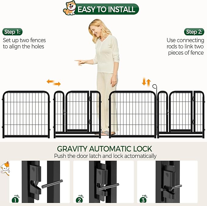Yaheetech Dog Playpen Outdoor, 24 inch 32 Panels Dog Pen Indoor Heavy Duty Puppy Exercise Pen Metal Pet Fence for RV Camping/Yard/Garden