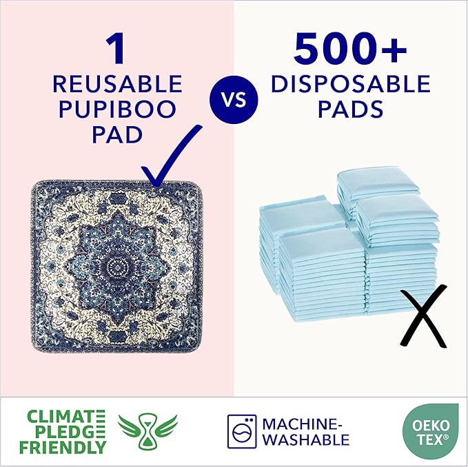 PUPIBOO Washable Pee Pads for Dogs and Cats - Super Absorbent Reusable Puppy Training Pads - 100% Waterproof, Leak-Proof & Non-Slip Whelping Pads for Pet Housebreaking