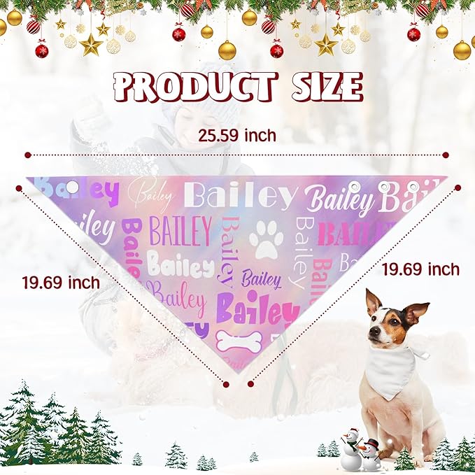 Personalized Dog Bandanas Custom Neckwear Name Button Anti-loosening Dog Scarf Triangle Bibs Kerchief Pet Costume Accessories for Small Medium Large Dogs Cats Pets Birthday