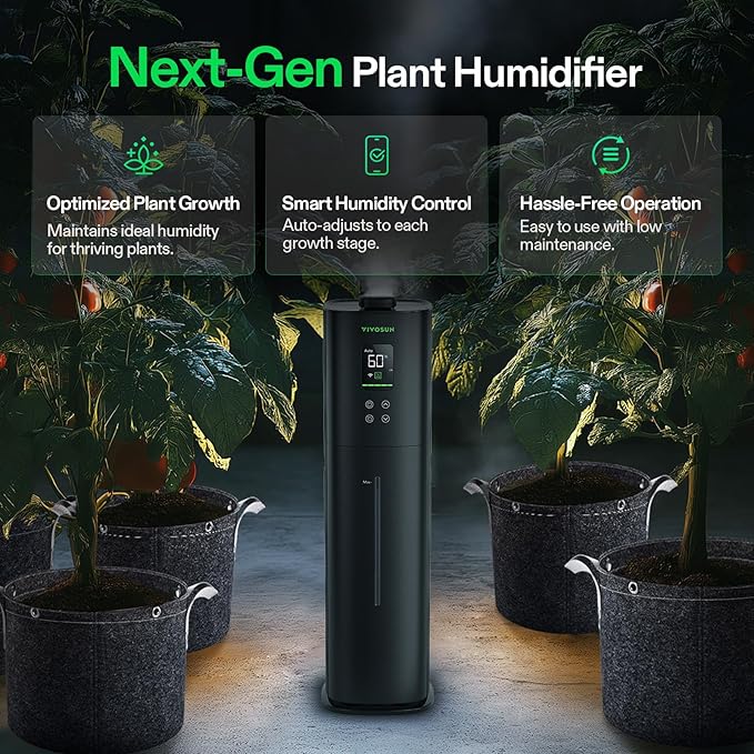 VIVOSUN AeroStream H09 Intelligent Wi-Fi Humidifier, 2.38 Gal / 9 L Humidifier with Temp & Humidity Probe, Smart Remote Control, Designed for Growers