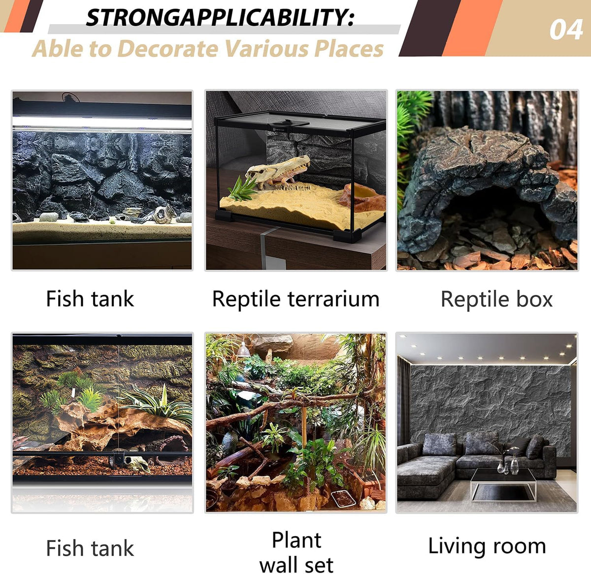 17.7x11.8in Rock Terrarium Background,3D Reptile Tank Background Board,Amphibian Stereo Backdrop Wall,Lizard Snake Gecko Spider Turtle Fish pet silo Background Decorative Panel(Brown)