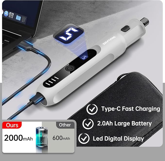 Dog Nail Grinder - Rechargeable Pet Nail Grinder, Electric Upgraded 5 Speed w LED Lights Cordless Dog Nail Trimmer Kit, 40 Accessories Pet Dog Claw Care Kit for Dogs Cats and Small Medium Animals Grey