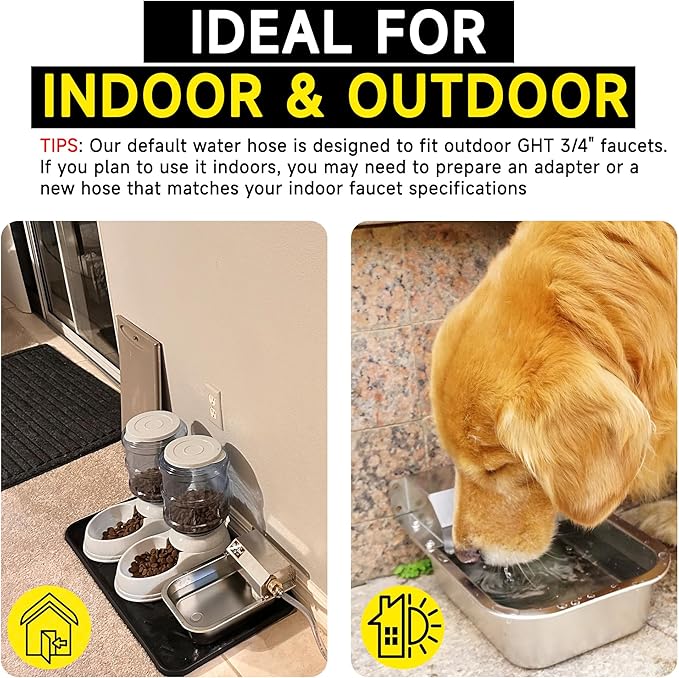 Automatic Water Dispenser for Dogs, 3L /101 oz 304 Stainless Steel Dog Water Feeder, Auto-Fill Large Waterer for Pets & Livestock, Outdoor Dog Water Bowl, Wide Mouth, Anti-tip, Easy to Clean