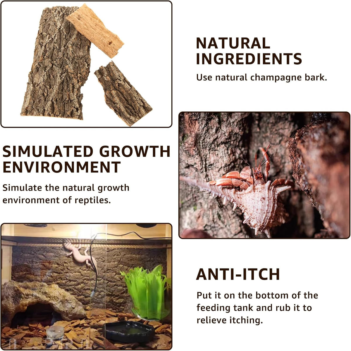 RHBLME 6 Pack Cork Bark for Reptiles, 11.8" L x 7.8" W Cork Bark for Terrarium, Reptile Tank Background Terrarium Backdrop Wall Decor Natural Reptile Climbing Mat