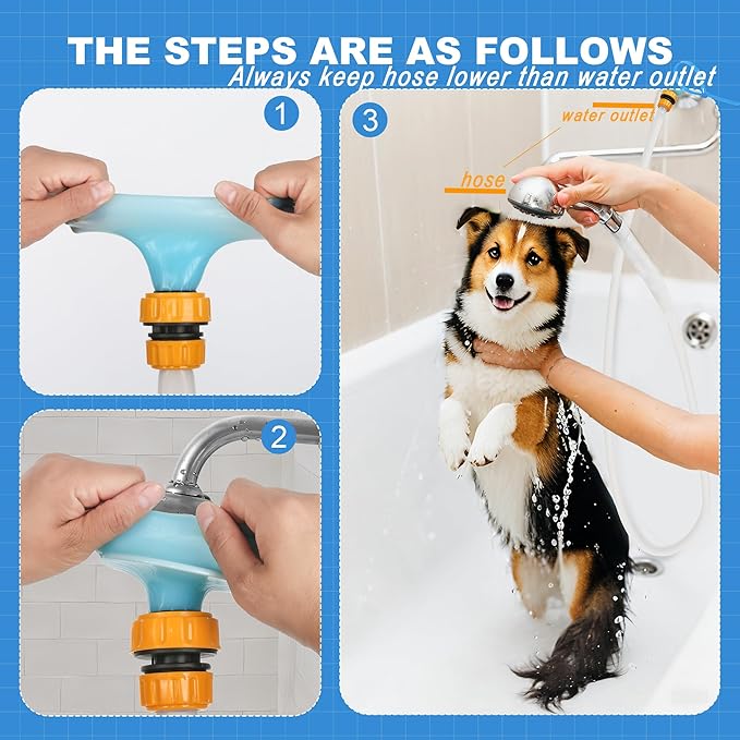 Handheld Shower Head with 6 Ft Hose Slip-On Faucet Attachment for Pet Bathing Kitchen and Utility Sink