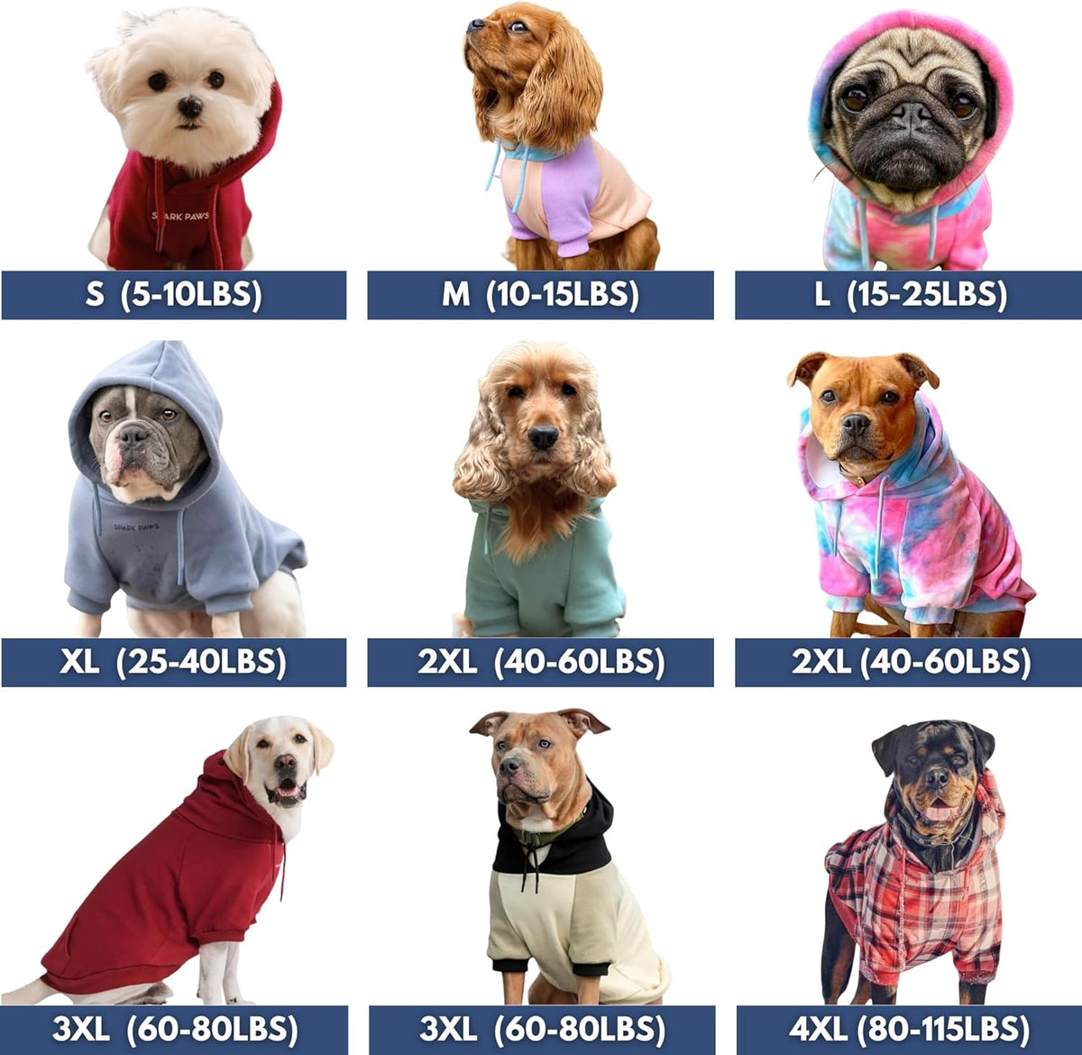 Spark Paws Dog Hoodie – Premium Dog Sweater for Small, Medium, and Large Dogs | Warm Outfits for French Bulldogs, Pitbull, Puppy, Winter Jacket Alternative - Rock and Roll -5XL
