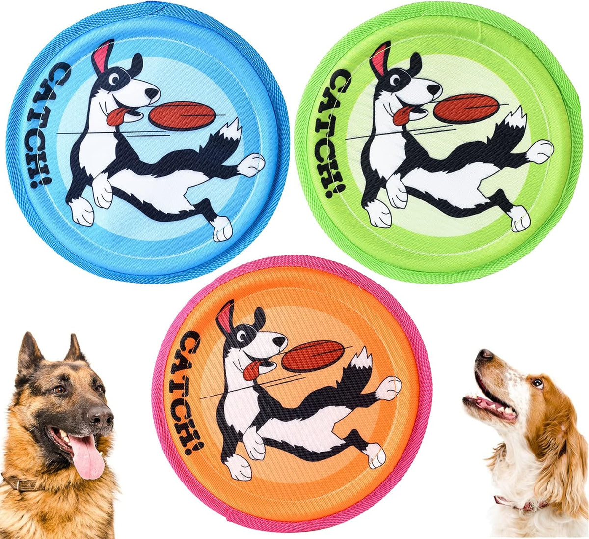 Dog Flying Disc, 3 Pack Dogs Flyer Toys, Lightweight Flying Disc Dog Fetch Toy for Small, Large Dogs & Puppies - Floats in Water & Safe on Teeth
