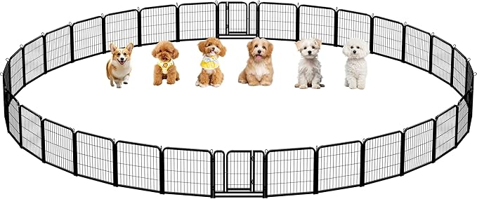 Yaheetech Dog Playpen Outdoor, 24 inch 32 Panels Dog Pen Indoor Heavy Duty Puppy Exercise Pen Metal Pet Fence for RV Camping/Yard/Garden