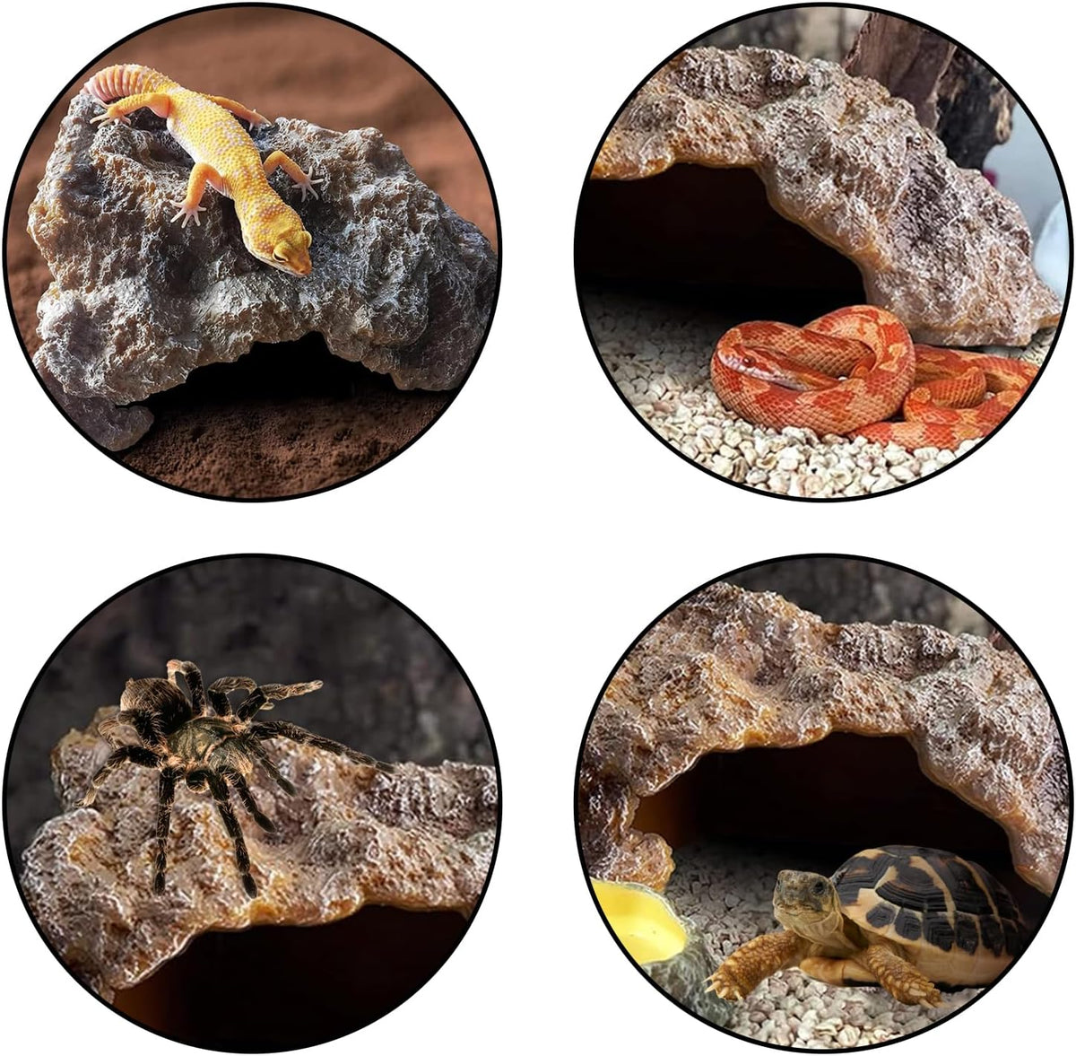Reptile Hide Cave,Resin Rock for Reptile and Amphibians,Terrarium & Aquarium Habitat Hideout for Bearded Dragons,Lizards,Snakes,Turtles,Geckos,Ball Pythons(Small)