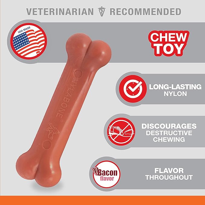 Nylabone Original Bone Power Chew Toy for Dogs, Durable & Tough Dog Toys for Aggressive Chewers, Bacon Flavor, Small - Up to 25 lbs - Up to 25 Ibs, 1 Count