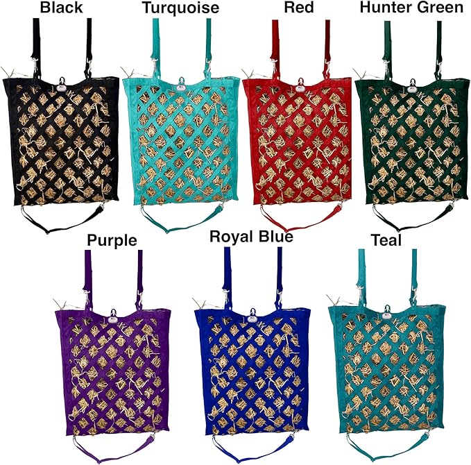 Majestic Ally Premium Nylon Hay Bag for Horses and Livestock, Simulates Grazing, Slow Feeding, Heavy-Duty PP Webbing,Quick-Adjust Straps, Small Hole for Digestion, Multiple Colors (Royal Blue)