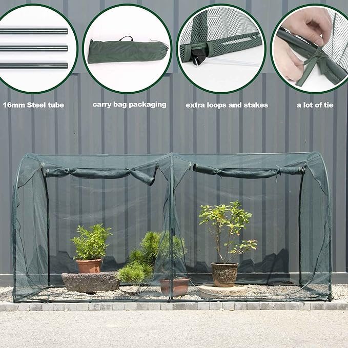 Large Tunnel 8.2'x4' Plant Netting Cover 4FT Tall Crop Cage Netting Pest Guard Cover for Vegetables Fruits Durable Gardening Net for Plant and Animal