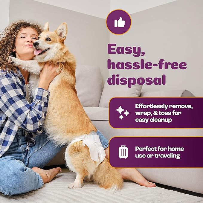 Inspire Pet Care Dog Diapers Female Dogs | Bulk Value Doggie Incontinence, Accidents, for Heat, Pee or Period and Housebreaking (Medium (48 Count))