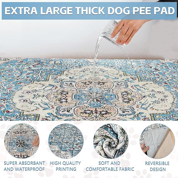 Extra Large Washable Pee Pads for Dogs (72"x72"), Upgrade Reusable Puppy Pads with Non-Slip Rug Pad, Super Thickening Absorbent Leakproof Dog Traning Pads Whelping Pad for Dogs, Doggie