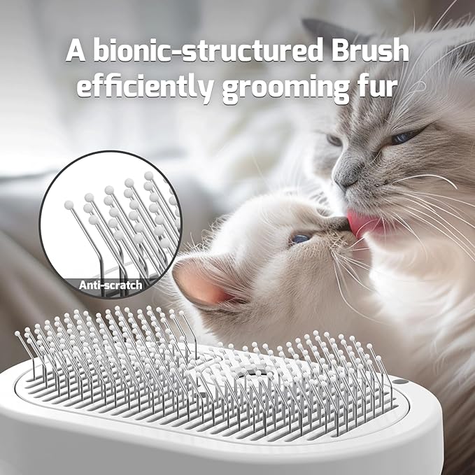 Cat Steam Brush for Shedding, 3 In 1 Steam Pet Brush Self Cleaning, Dog Brush for Long and Short Hair Dogs and Cats, Pet Grooming Comb Remove Tangled Loose Hair, Type-C Fast Charging (White)