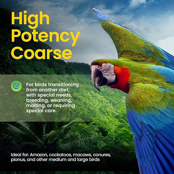 Harrison's Bird Foods High Potency Coarse—Maximum Nutritional Formula for Small to Medium Birds, Certified Organic Non-GMO Pet Bird Food, Vet-Developed, Suitable for All Life Stages, 454 g/ 1 lb