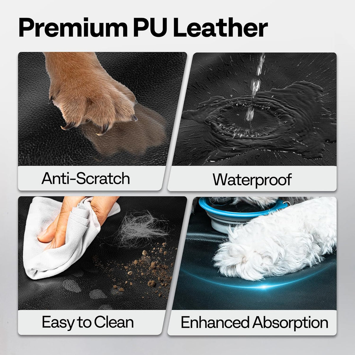 Back Seat Pet Cover for Dogs 59", Upgraded PU Leather Back Seat Extender with Hard Bottom Holds 400LBS, Waterproof Anti-Scratch, Dog Backseat Cover for Cars, SUV & Small Truck