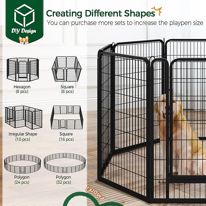 Yaheetech Dog Playpen Outdoor, 40 inch 16 Panels Dog Pen Indoor Heavy Duty Puppy Exercise Pen Metal Pet Fence for RV Camping/Yard/Garden
