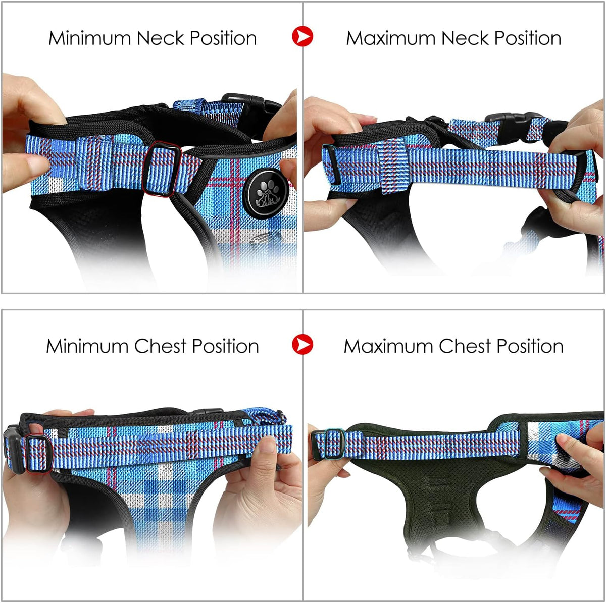 NESTROAD No Pull Dog Harness with Leash, Reflective No Choke Pet Vest Harness,Adjustable Soft Padded Dog Harness with Easy Control Handle for Small Dogs(Checkered Blue,Small)