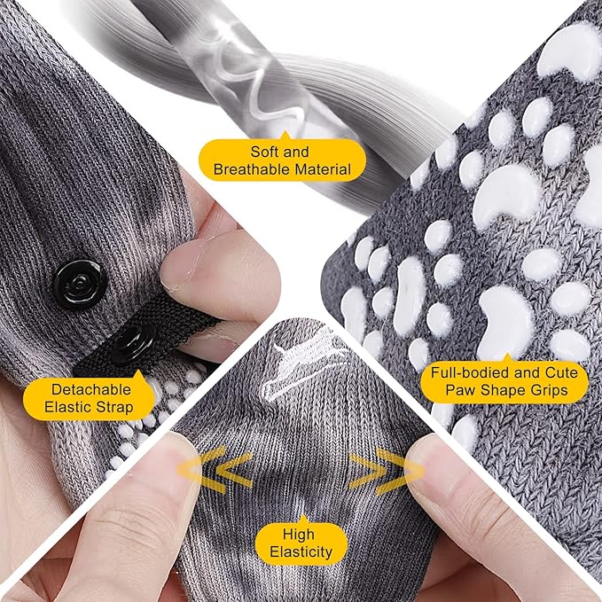 EXPAWLORER Anti Slip Dog Socks to Prevent Licking Paws, Dog Shoes for Hot Pavement, Dog Booties for Small Medium Large Senior Dogs, Traction Control Dog Boots & Paw Protectors for Hardwood Floors