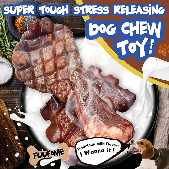 Dog Chew Toys for Aggressive Chewers：2 Pack Indestructible Dog Toy for Large Breed- Tough Nylon Teething Bone Toy to Keep Them Busy