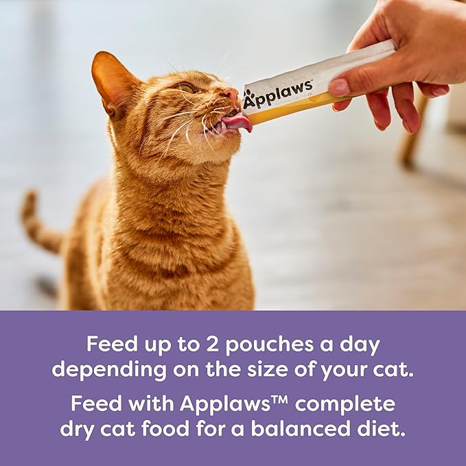 Applaws Lickable Cat Treats, Natural Grain-Free Purée, Limited Ingredient, Variety of Chicken, Tuna, & Salmon Squeeze Up Cat Treats (60 x 0.5 oz Sachets)