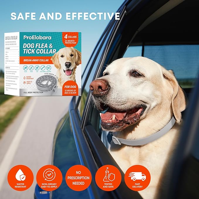 Flea and Tick Prevention Collars for Dogs: Effective Pet Flea Tick Treatment for Dog Collar - Adjustable Natural Flea Tick Collars for Extra Large, Medium, Small Dogs, Fleas Ticks Control for Puppies