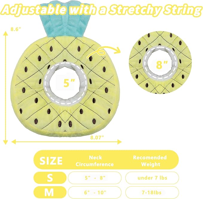 Soft Cat Cone Collar, Cute Cat Recovery Collar Suitable for Small, Medium, Large Cats,Elizabethan Neck Collar for Cats After Surgery (Pineapple, Small)