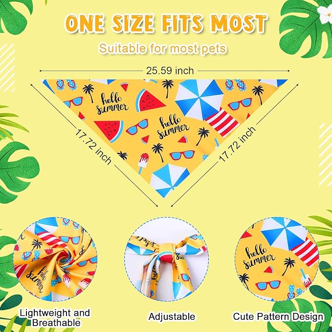 Reginary 120 Packs Dog Bandanas Bulk Dog Scarf Adjustable Holiday Pet Scarf Washable Scarves Triangle Drool Bibs for Cat Pet Costume Supply(Summer Series)