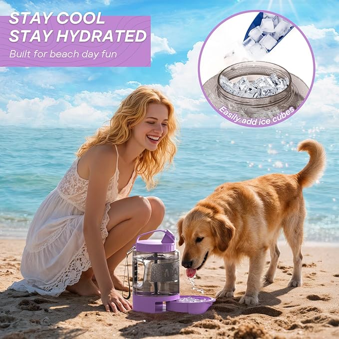 Dog Water Bottle Portable Travel - 77oz Large Travel Water Bowl for Dogs Camping Hiking Beach Traveling Essentials,Big Pet Bottles Bowl Water Dispenser for On The Go Park Car Walking Accessories