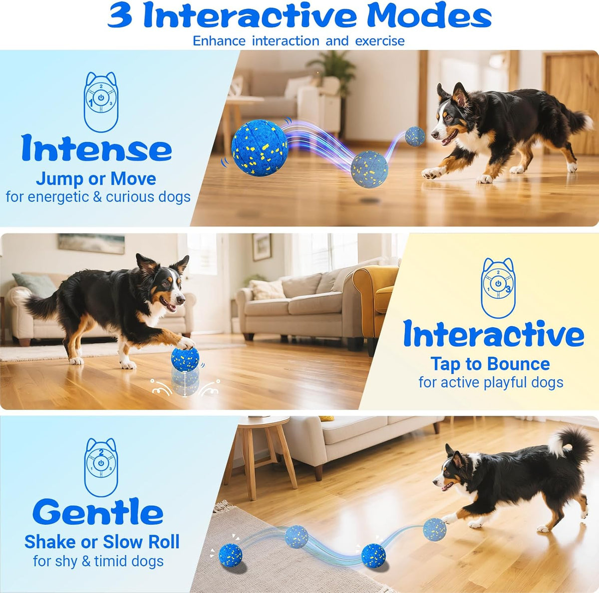 Smart Dog Ball Interactive Dog Toy with Remote Control,Automatic Moving,Bouncing and Rotating 3 Modes,E-TPU Material Aggressive Chewers,IPX7 Waterproof,Rolling Ball for Large Medium Dogs