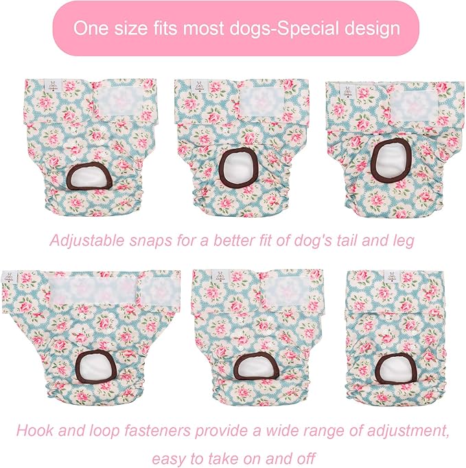 CuteBone Dog Diapers Female Washable Small Medium Large 3 Pack Reusable Doggie Diapers Puppy Period Pants for Doggy Heat Cycle Peeing