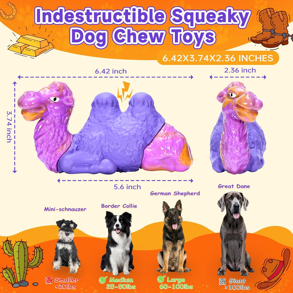 Tough Dog Toys for Aggressive Chewers, Durable Indestructible Nylon Dog Chew Toys for Large Medium Small Breeds, Squeaky Chew Toy for Puppy Teething, Interactive Dogs Toy Keep Them Busy (Wood Flavor)