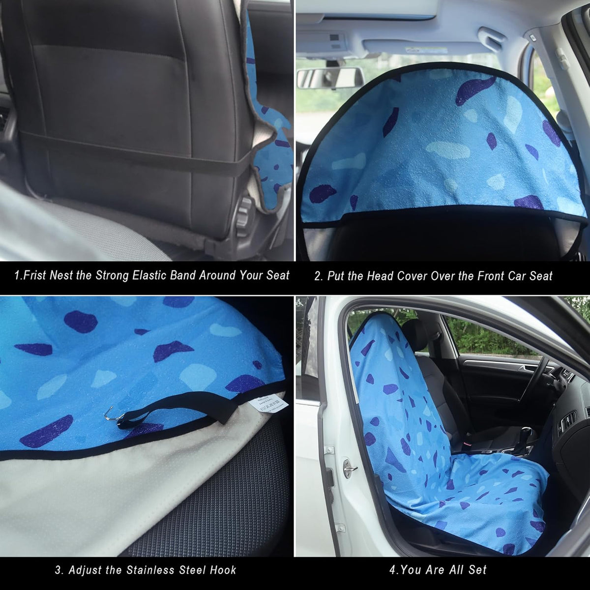 Car Seat Cover Protector Front Seats,for Gym Workout,Running,Swimming,Beach and Hiking,Waterproof Sweat Towel Bucket Seat Covers for Cars SUV Trucks (Blue Marbling, 1Pcs)
