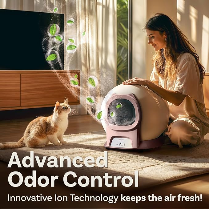 Self Cleaning Litter Box with Auto Safety Sensors for Multiple Cats - Automatic Cat Litter Box Self-Cleaning - Covered Odor Removal with APP Control - Compatible On All WiFi - Electric Robot