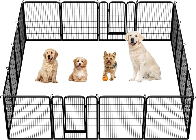 Yaheetech Dog Playpen Outdoor, 40 inch 12 Panels Dog Pen Indoor Heavy Duty Puppy Exercise Pen Metal Pet Fence for RV Camping/Yard/Garden