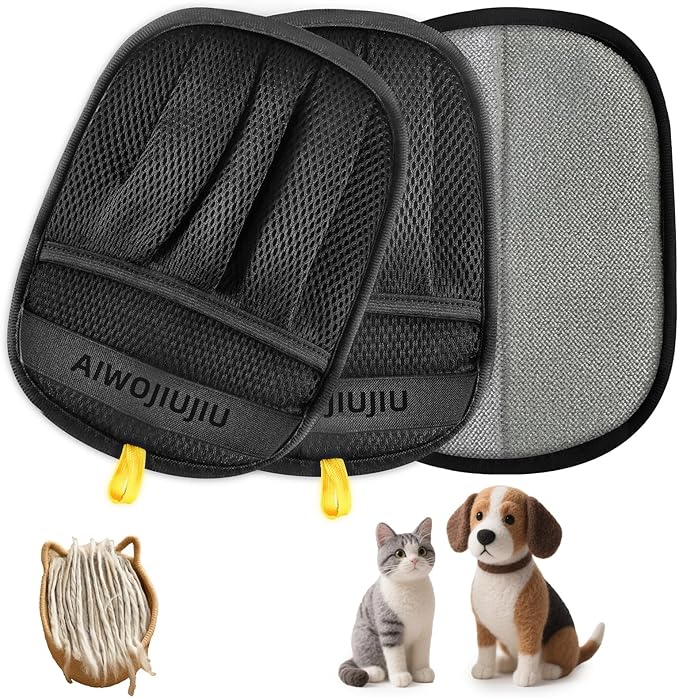 2𝑷𝒄𝒔 Pet Hair Removal Glove for Cats & Dogs, Newly Pro Five-Finger Electrostatic Pet Hair Remover Gloves, Reusable & Washable Magic Brush Pet Hair Removal Tool for Couch, Clothing, Carpet, Car Seat