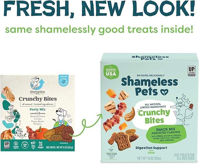 Shameless Pets Crunchy Dog Treats - Snack Mix Variety, 10oz - Healthy Dog Biscuits & Cookies Treats for Small, Medium, and Large Dogs - Made in The USA - Free from Corn & Soy